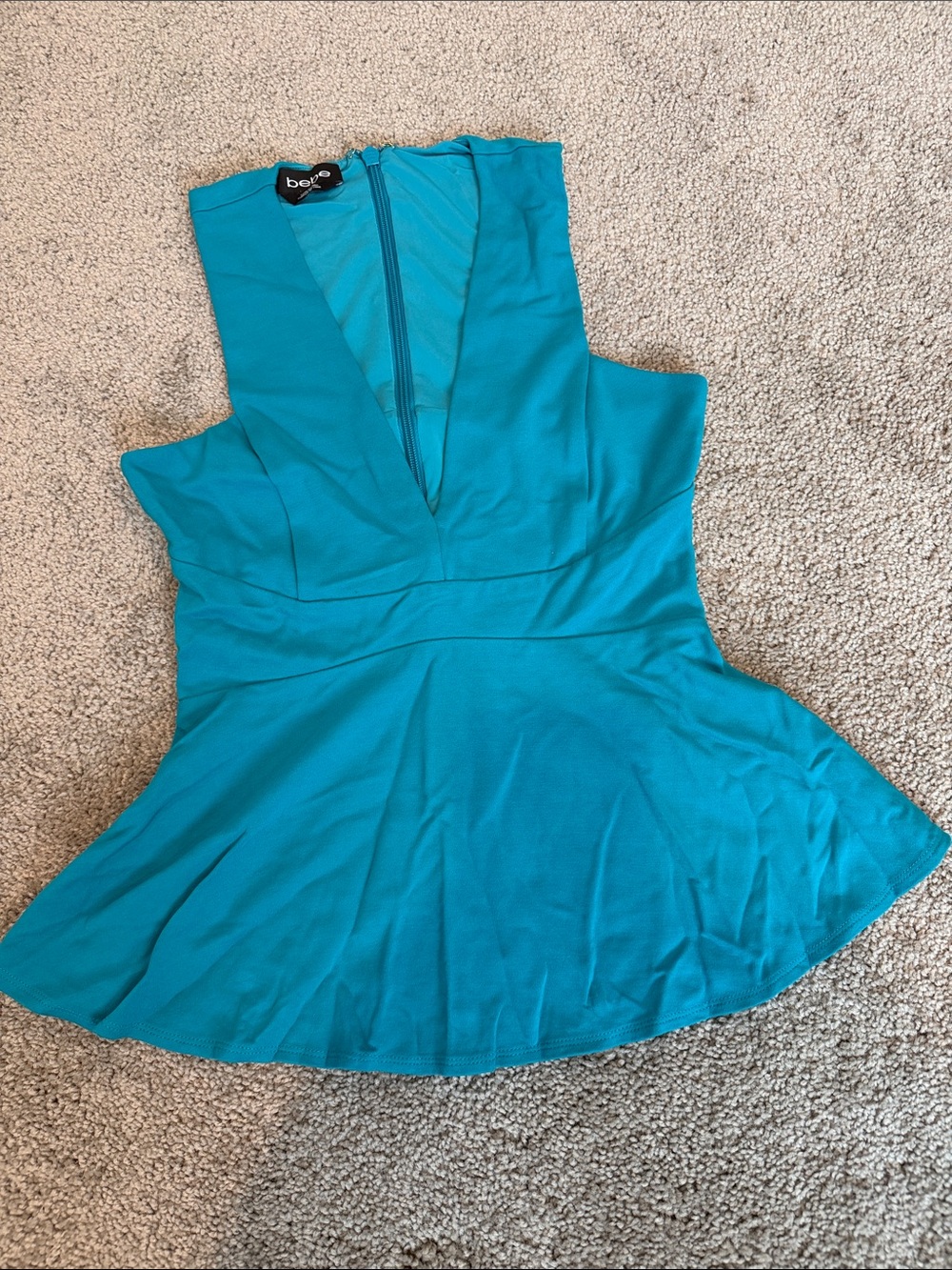 bebe Strapless Teal Peplum Dress
